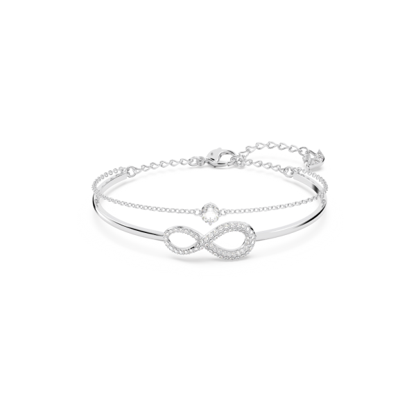 Bracelete Swarovski Infinity Infinity Branca Lacado a Ródio