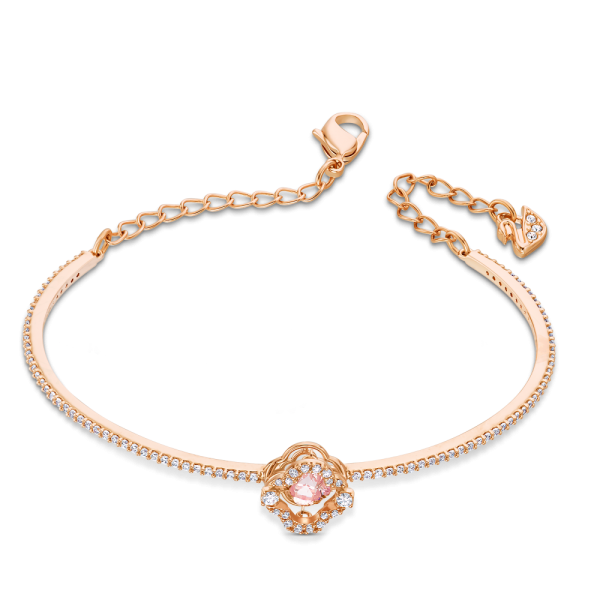 Bracelete Swarovski Sparkling Dance Trevo de Quatro Folhas Rosa Lacado a Rosa Dourado