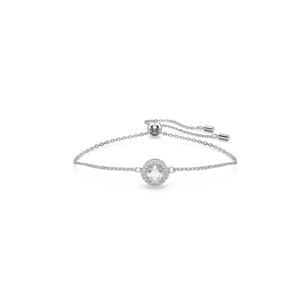 Pulseira Swarovski Constella Lapidação Redonda Branca Lacado a Ródio