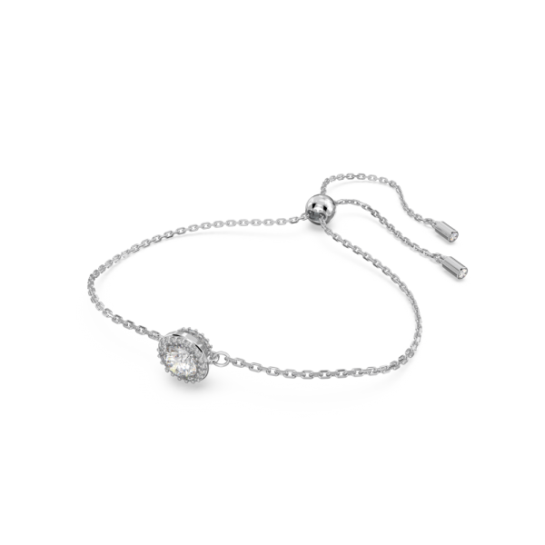 Pulseira Swarovski Constella Lapidação Redonda Branca Lacado a Ródio