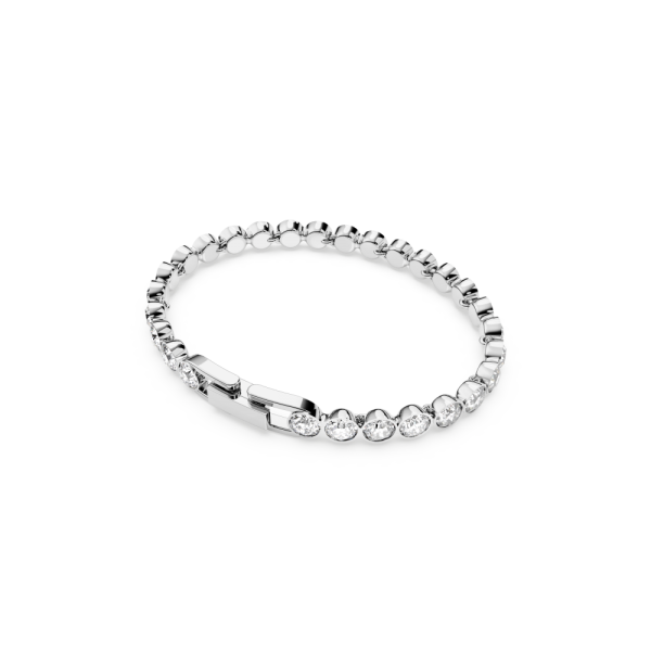 Pulseira Swarovski Tennis Lapidação Redonda Branca Lacado a Ródio