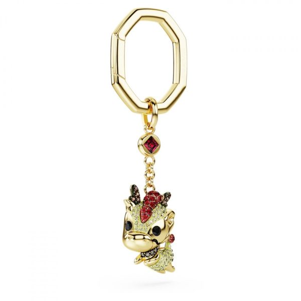 Chaveiro Swarovski Chinese Zodiac Dragão Amarelo Lacado a dourado