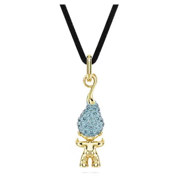 Pingente Swarovski Good Luck Trolls Troll Azul Lacado a dourado