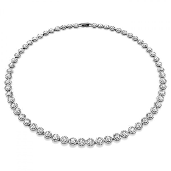 Colar Swarovski Una Lapidação redonda Grande Branco Lacada a ródio