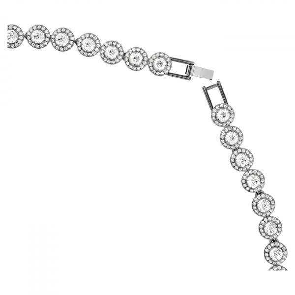 Colar Swarovski Una Lapidação redonda Grande Branco Lacada a ródio
