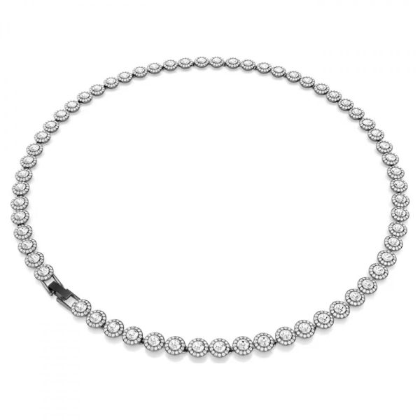 Colar Swarovski Una Lapidação redonda Grande Branco Lacada a ródio