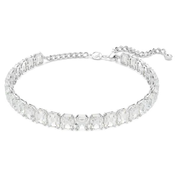Gargantilha Swarovski Millenia Lapidação octogonal Branca Lacado a ródio