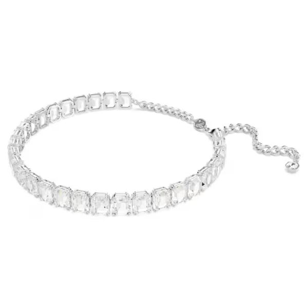 Gargantilha Swarovski Millenia Lapidação octogonal Branca Lacado a ródio