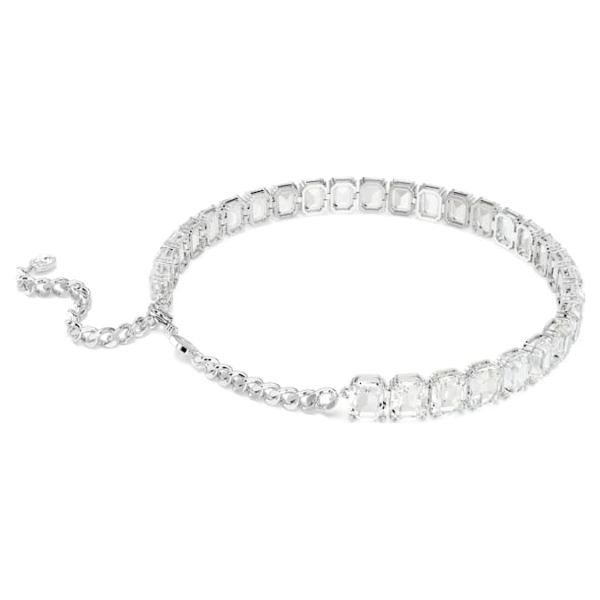 Gargantilha Swarovski Millenia Lapidação octogonal Branca Lacado a ródio