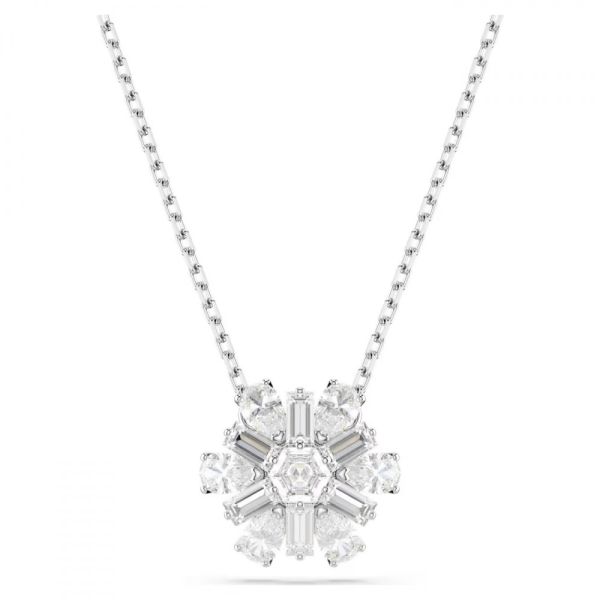 Pingente Swarovski Idyllia Combinação de lapidações Floco de neve Branco Lacado a ródio