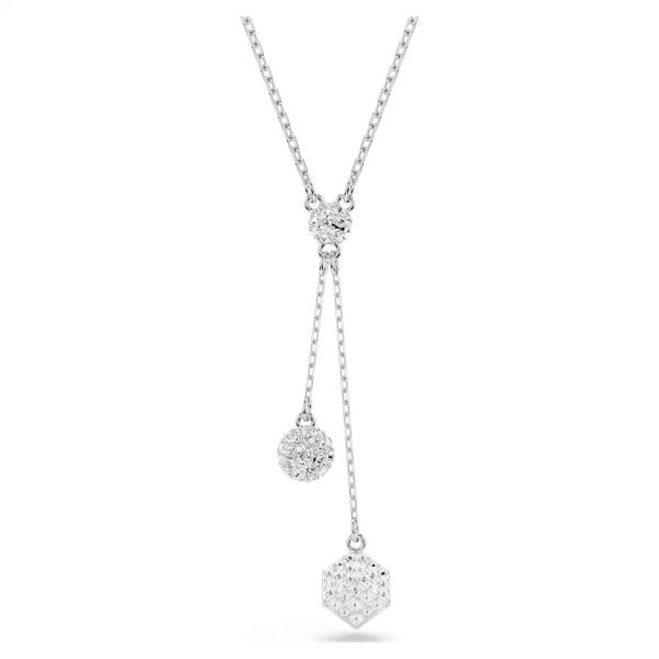 Pingente Swarovski Dextera Lapidação redonda Esfera e cubo Branco Lacado a ródio