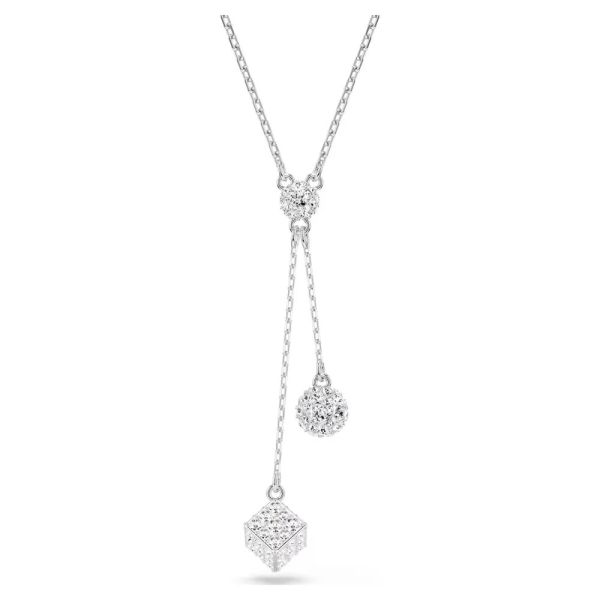Pingente Swarovski Dextera Lapidação redonda Esfera e cubo Branco Lacado a ródio