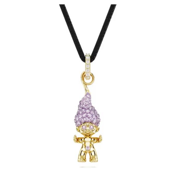 Pingente Swarovski Good Luck Trolls Troll Roxo Lacado a dourado
