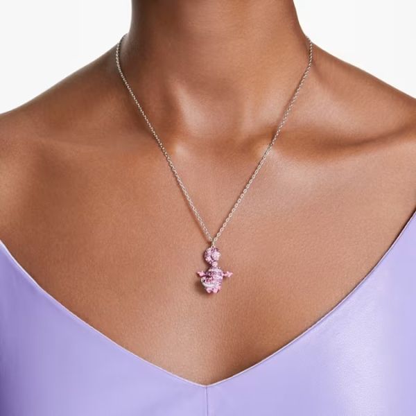 Pingente Swarovski Good Luck Trolls Troll Roxo Lacado a dourado