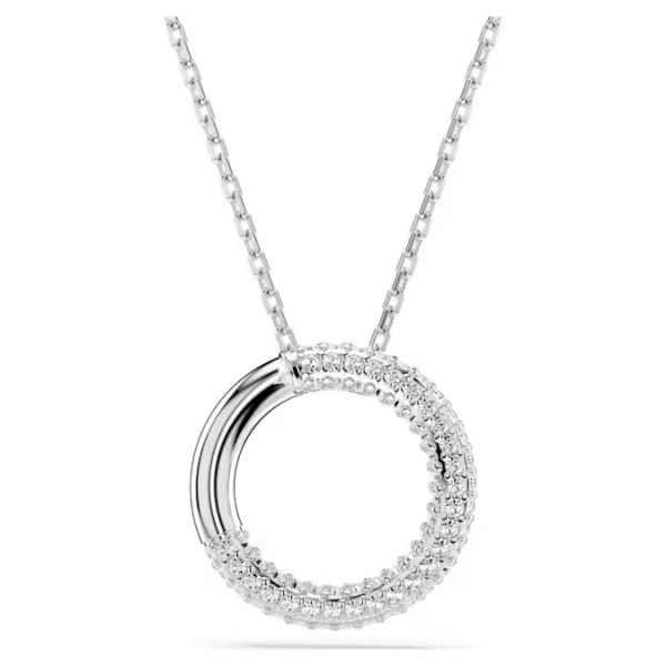 Pingente Swarovski Dextera Pavé Branco Lacado a ródio