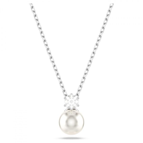 Pingente Swarovski Matrix Crystal Pearl Lapidação redonda Branco Lacado a ródio