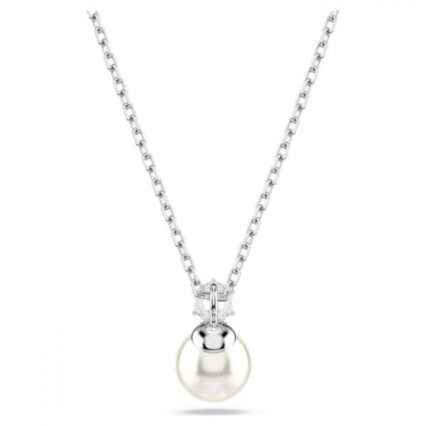 Pingente Swarovski Matrix Crystal Pearl Lapidação redonda Branco Lacado a ródio
