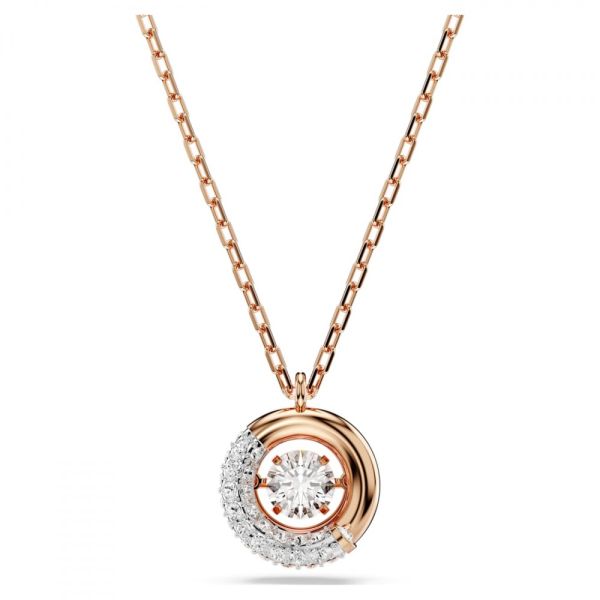 Pingente Swarovski Dextera Lapidação redonda Branco Lacado a rosa dourado