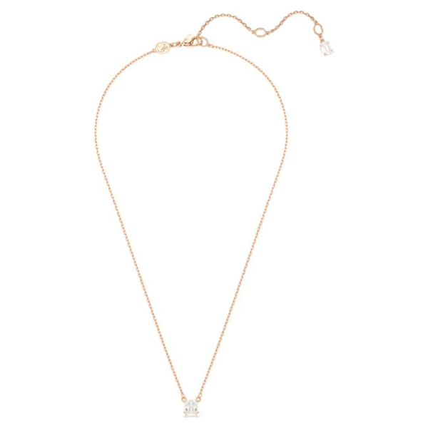 Pingente Swarovski Stilla Lapidação quadrada Branco Lacado a rosa dourado