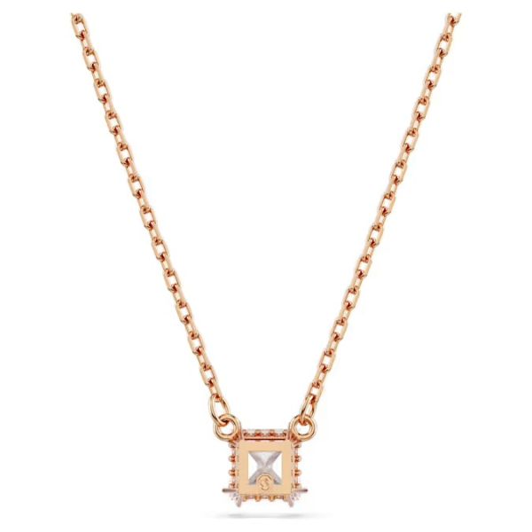 Pingente Swarovski Stilla Lapidação quadrada Branco Lacado a rosa dourado