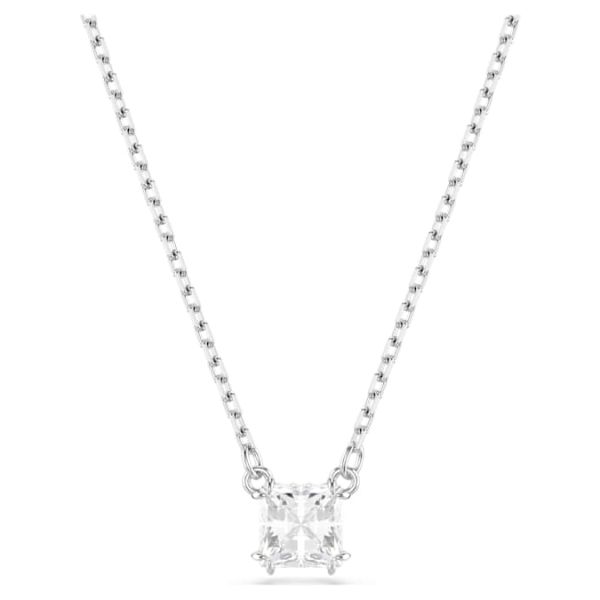 Pingente Swarovski Stilla Lapidação quadrada Branco Lacado a ródio