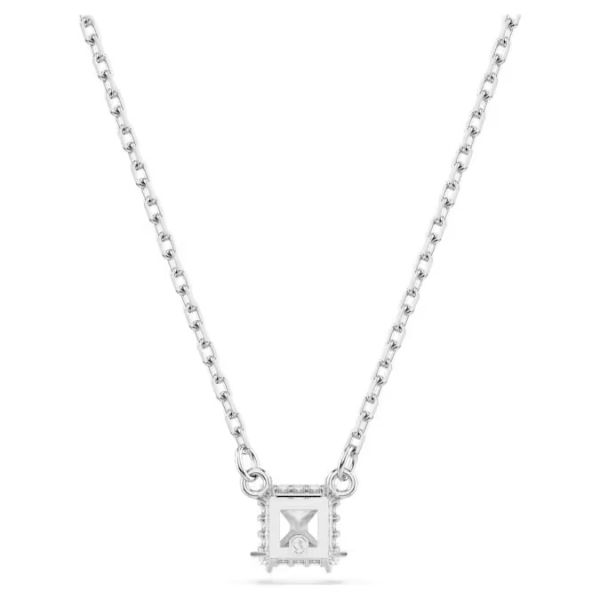Pingente Swarovski Stilla Lapidação quadrada Branco Lacado a ródio