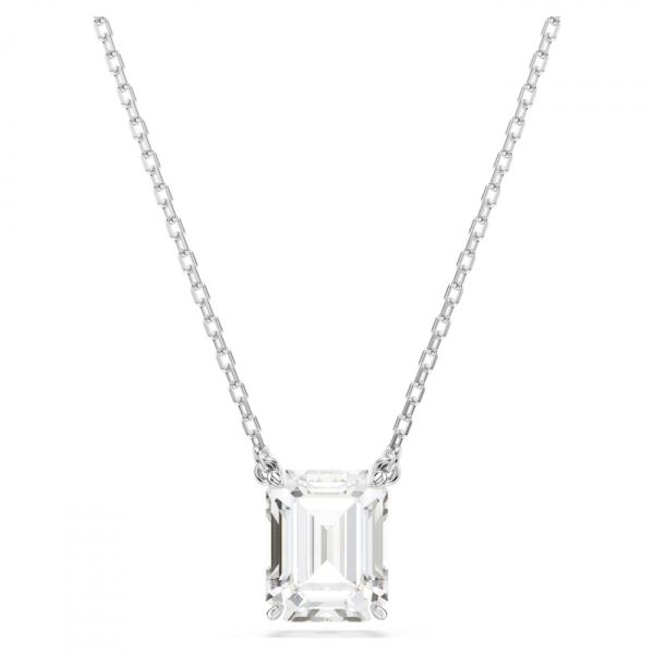 Pingente Swarovski Stilla Lapidação octogonal Branco Lacado a ródio