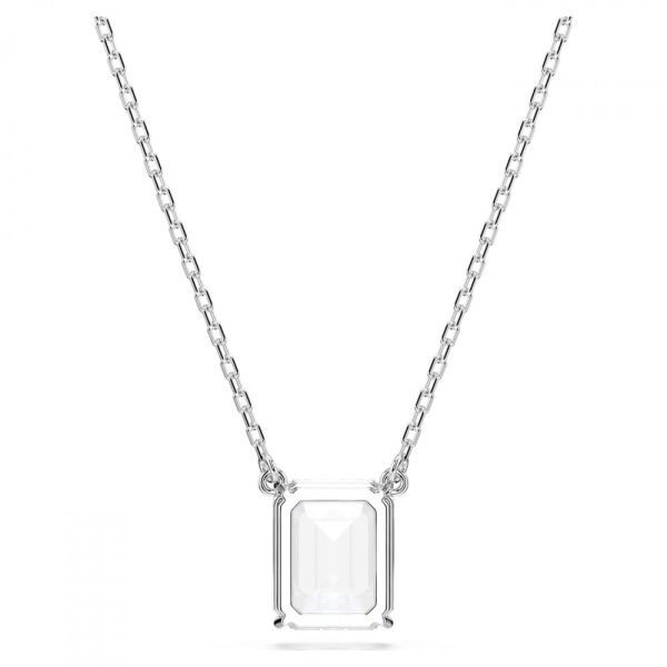 Pingente Swarovski Stilla Lapidação octogonal Branco Lacado a ródio