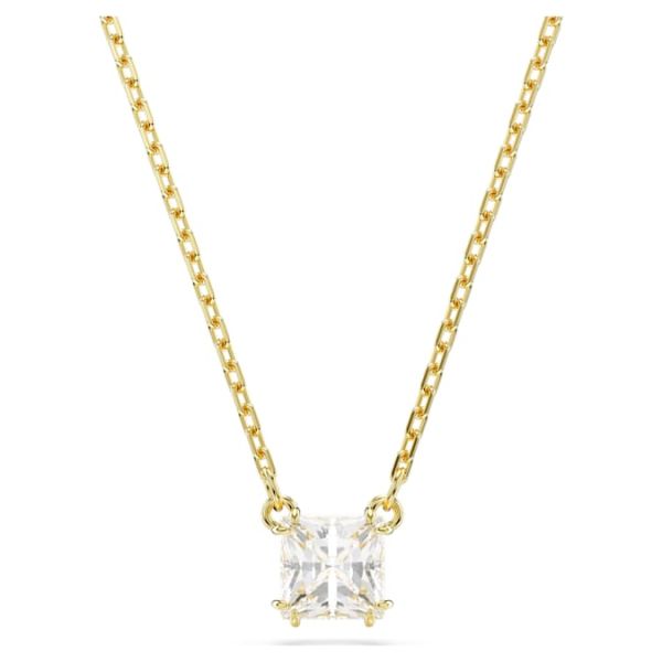 Pingente Swarovski Stilla Lapidação quadrada Branco Lacado a dourado