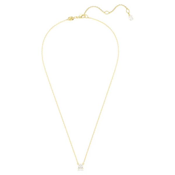 Pingente Swarovski Stilla Lapidação quadrada Branco Lacado a dourado