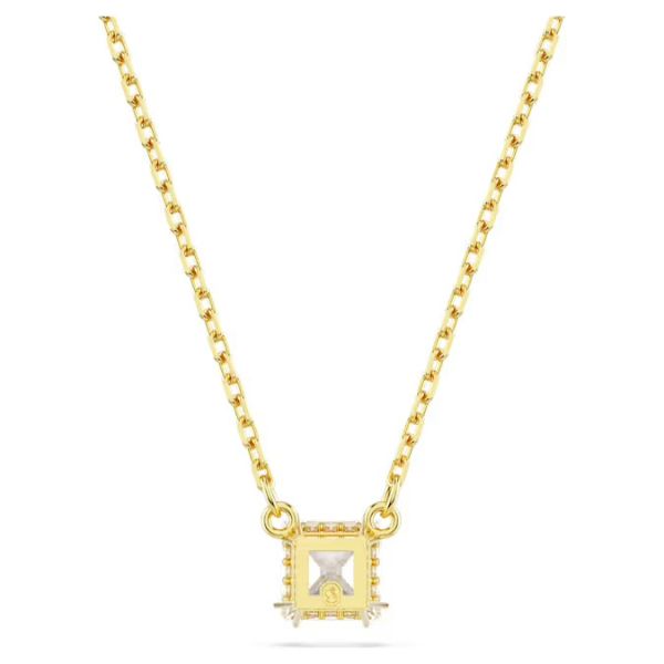 Pingente Swarovski Stilla Lapidação quadrada Branco Lacado a dourado