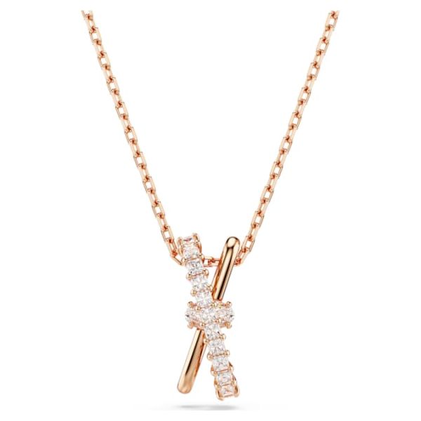 Pingente Swarovski Hyperbola Combinação de lapidações Entrelaçado Branco Lacado a rosa dourado
