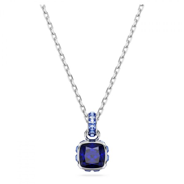 Pingente Swarovski Birthstone Lapidação quadrada Setembro Azul Lacado a ródio