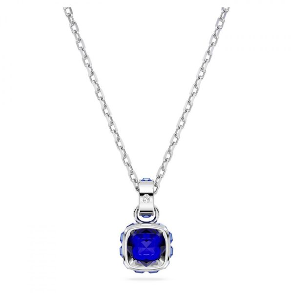 Pingente Swarovski Birthstone Lapidação quadrada Setembro Azul Lacado a ródio
