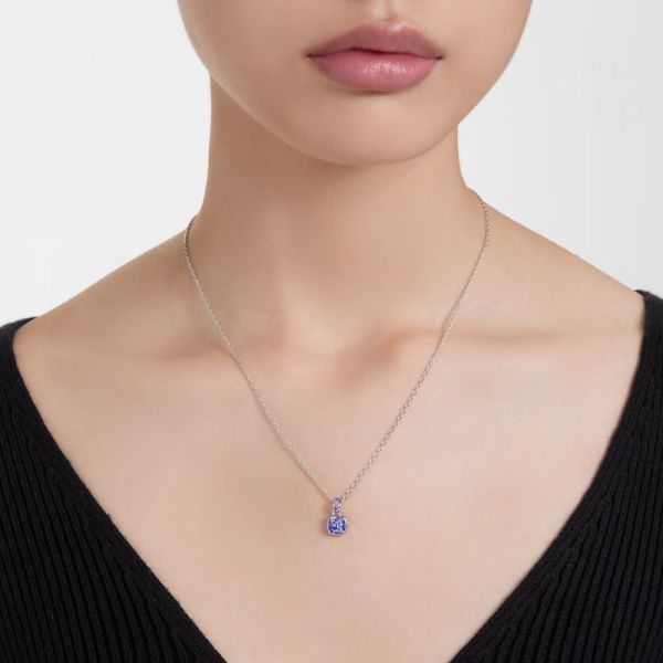Pingente Swarovski Birthstone Lapidação quadrada Setembro Azul Lacado a ródio