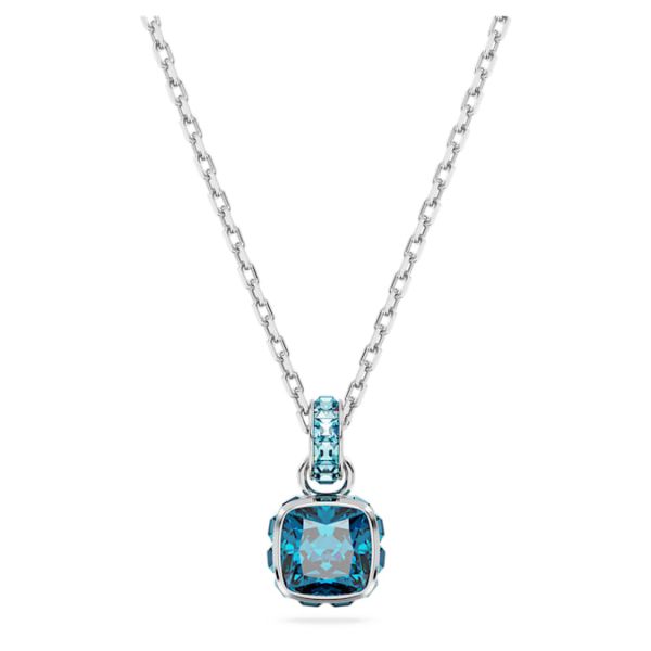 Pingente Swarovski Birthstone Lapidação quadrada Dezembro Azul Lacado a ródio