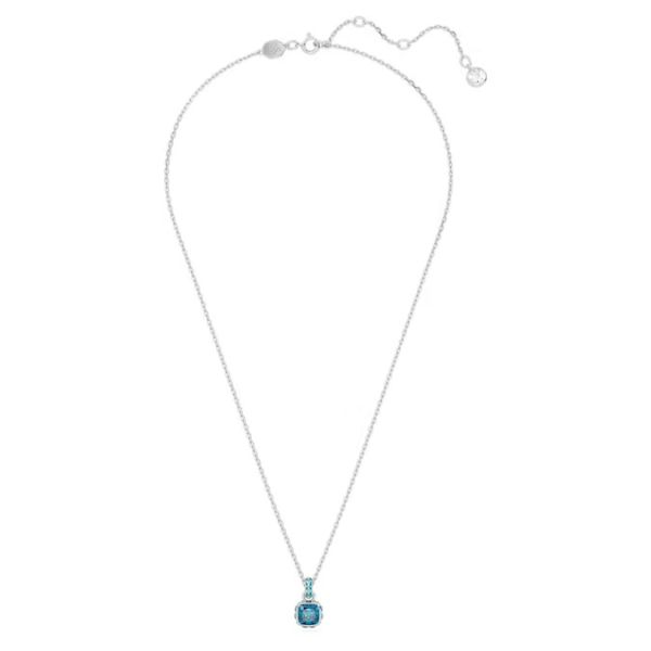Pingente Swarovski Birthstone Lapidação quadrada Dezembro Azul Lacado a ródio