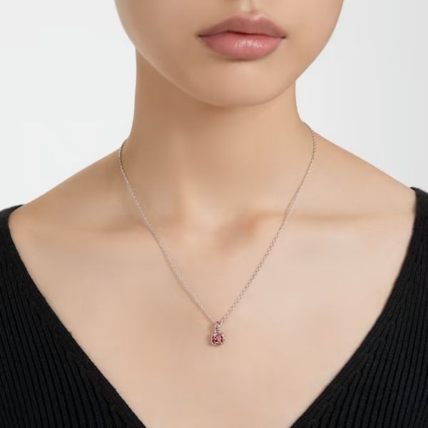 Pingente Swarovski Birthstone Lapidação quadrada Janeiro Vermelho Lacado a ródio