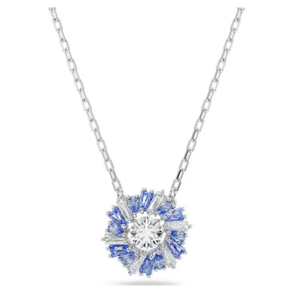 Pingente Swarovski Idyllia Flor Azul Lacado a ródio