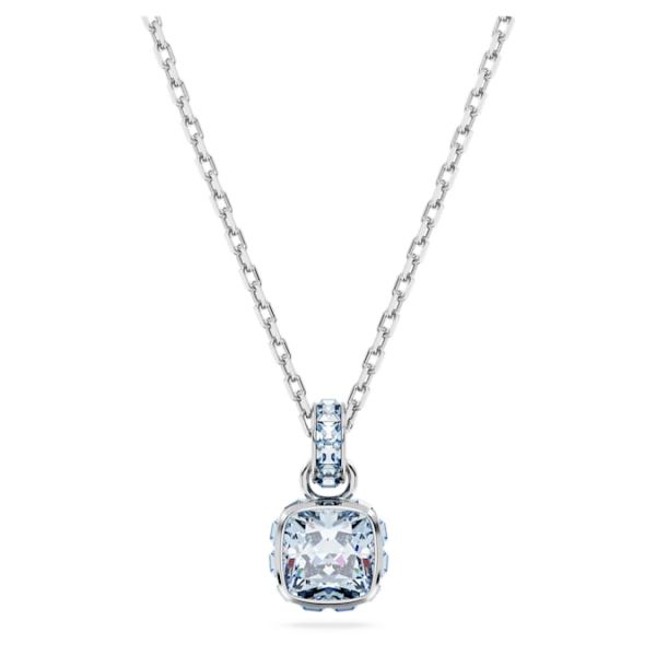 Pingente Swarovski Birthstone Lapidação quadrada Março Azul Lacado a ródio