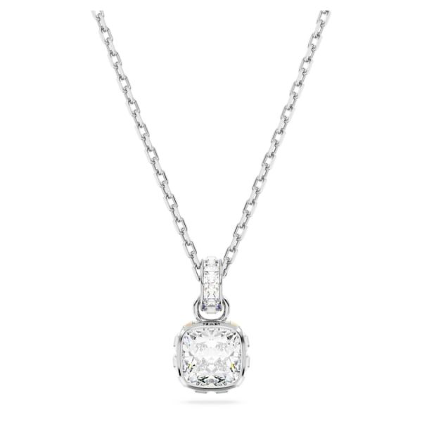 Pingente Swarovski Birthstone Lapidação quadrada Abril Branco Lacado a ródio