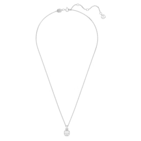 Pingente Swarovski Birthstone Lapidação quadrada Abril Branco Lacado a ródio