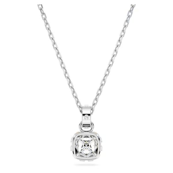 Pingente Swarovski Birthstone Lapidação quadrada Abril Branco Lacado a ródio