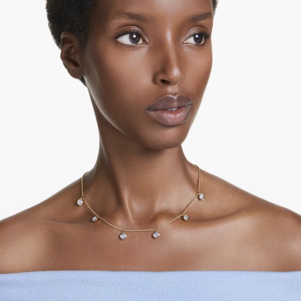 Colar Swarovski Imber Lapidação redonda Azul-claro Lacado a dourado
