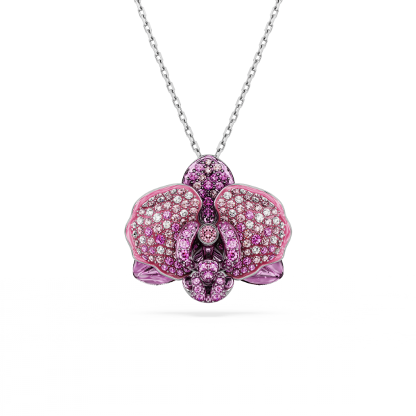 Pingente Swarovski Idyllia Flor Rosa Lacado a ródio