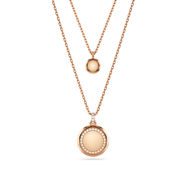 Pendente layered Meteora Branco Lacado a rosa dourado