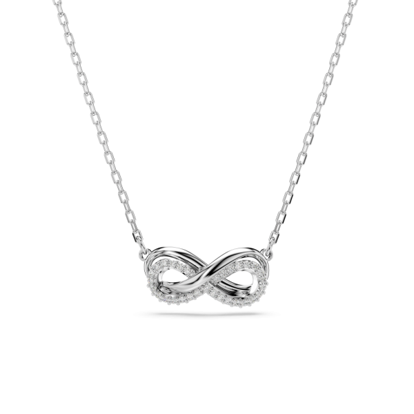Pingente Swarovski Hyperbola Pavé Infinity Branco Lacado a ródio
