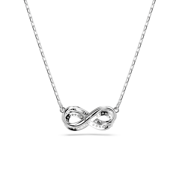 Pingente Swarovski Hyperbola Pavé Infinity Branco Lacado a ródio
