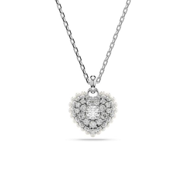 Pingente Swarovski Hyperbola Coração Branco Lacado a ródio