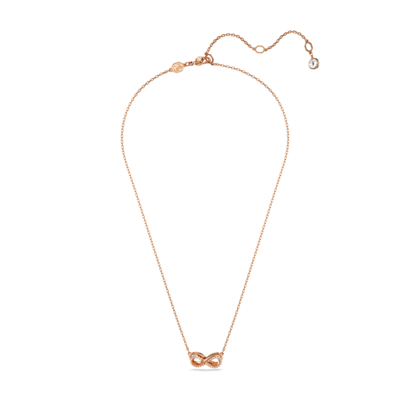 Pingente Swarovski Hyperbola Pavé Infinity Branco Lacado a rosa dourado